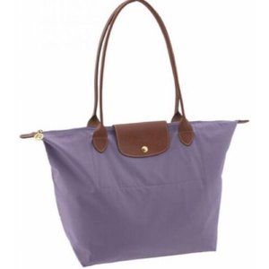 Longchamp Purple Tote Bag with Brown Accents